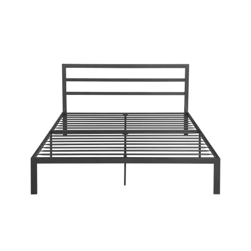 14 Inch Queen Size Black Metal Platform Bed with Spindle Headboard B3463