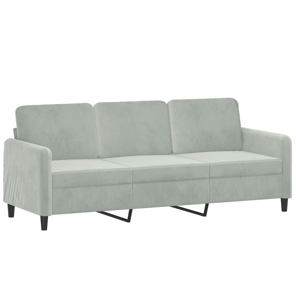 Light Gray Velvet 3-Seater Sofa E8331