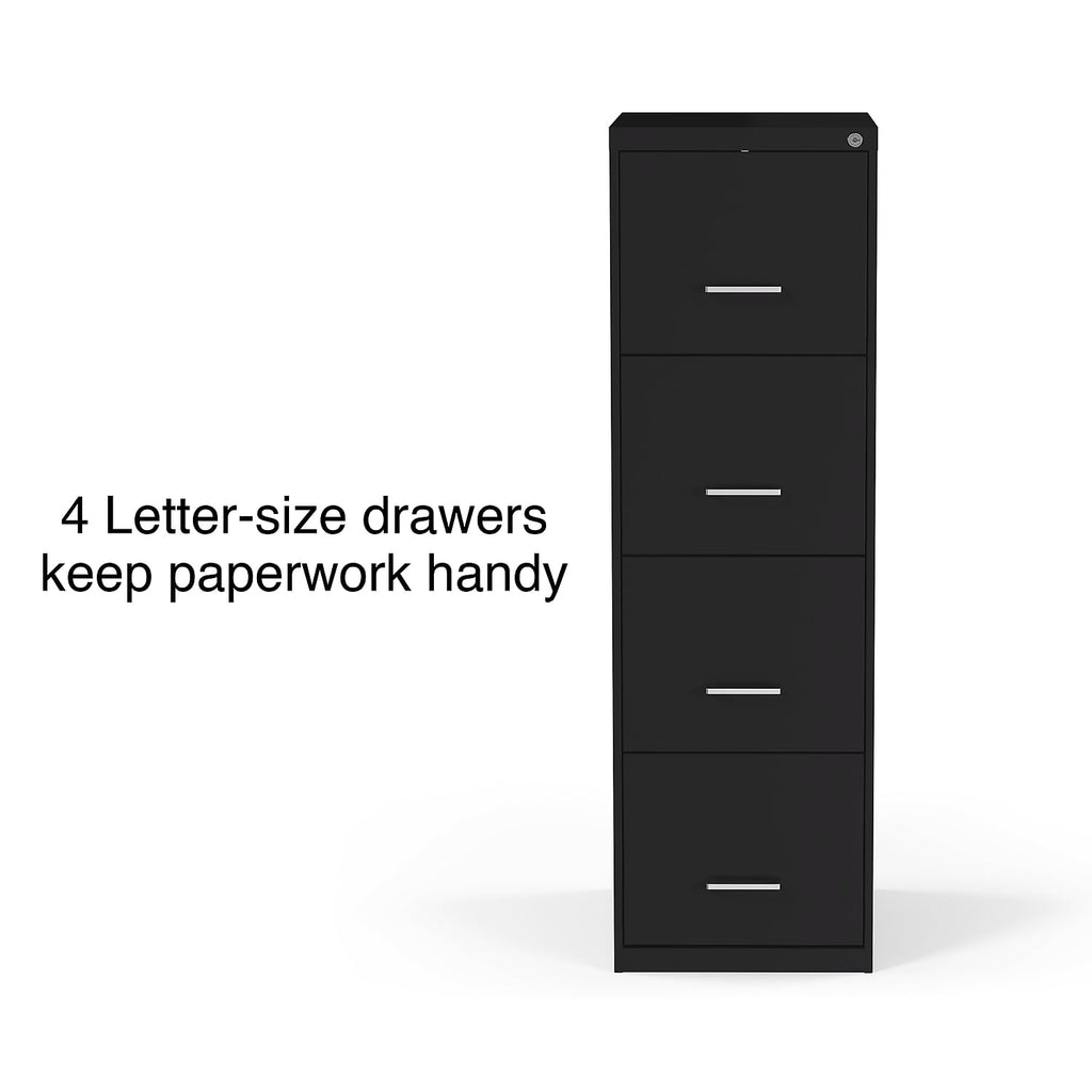 Black 4-Drawer Lockable File Cabinet F754