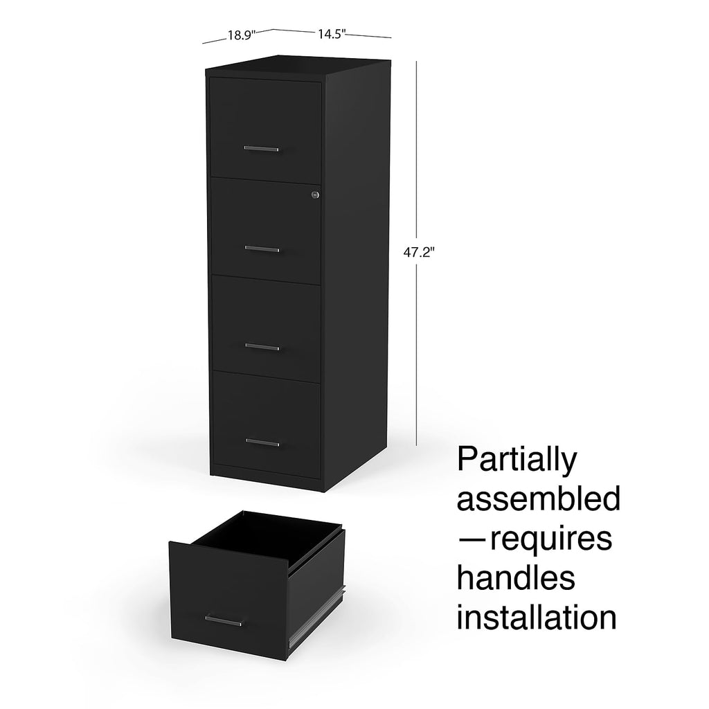 Black 4-Drawer Lockable File Cabinet F754