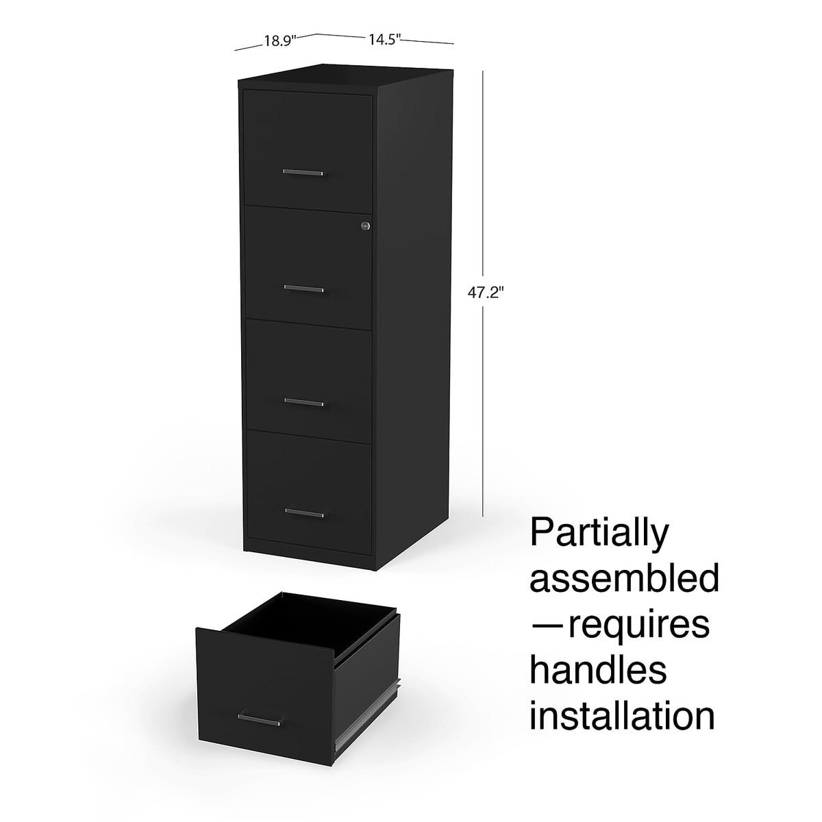 Black 4-Drawer Lockable File Cabinet F754