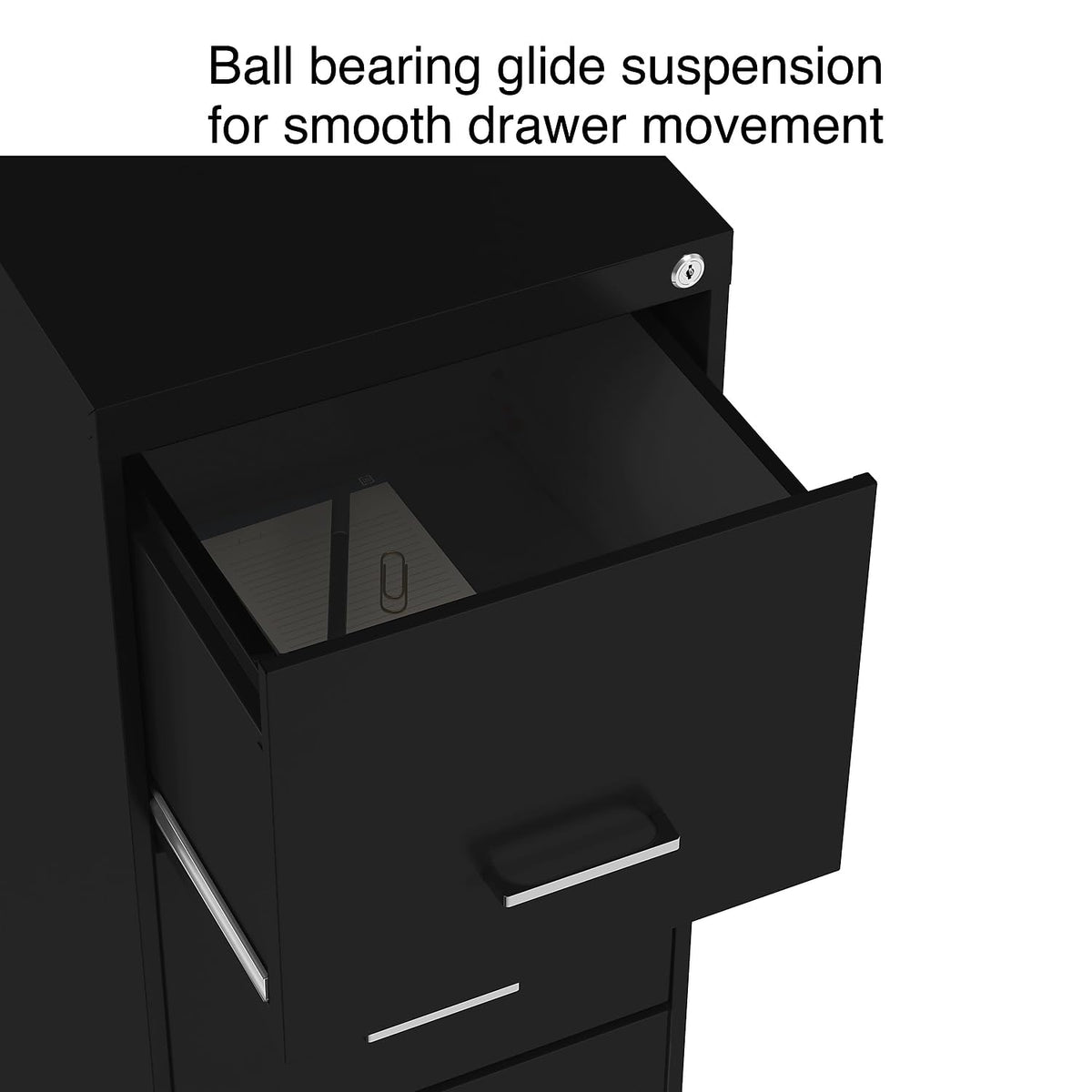 Black 4-Drawer Lockable File Cabinet F754