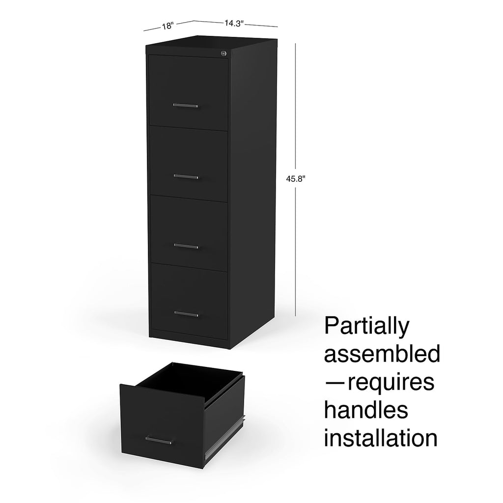 Black 4-Drawer Lockable File Cabinet F754
