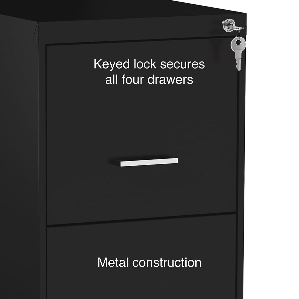 Black 4-Drawer Lockable File Cabinet F754