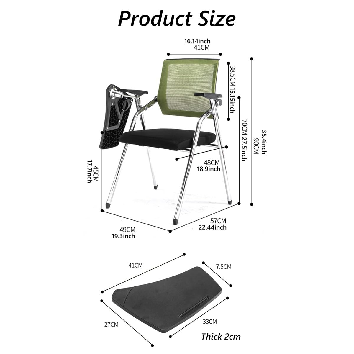 Orange Mesh Folding Stackable Chair with Writing Board Q53510