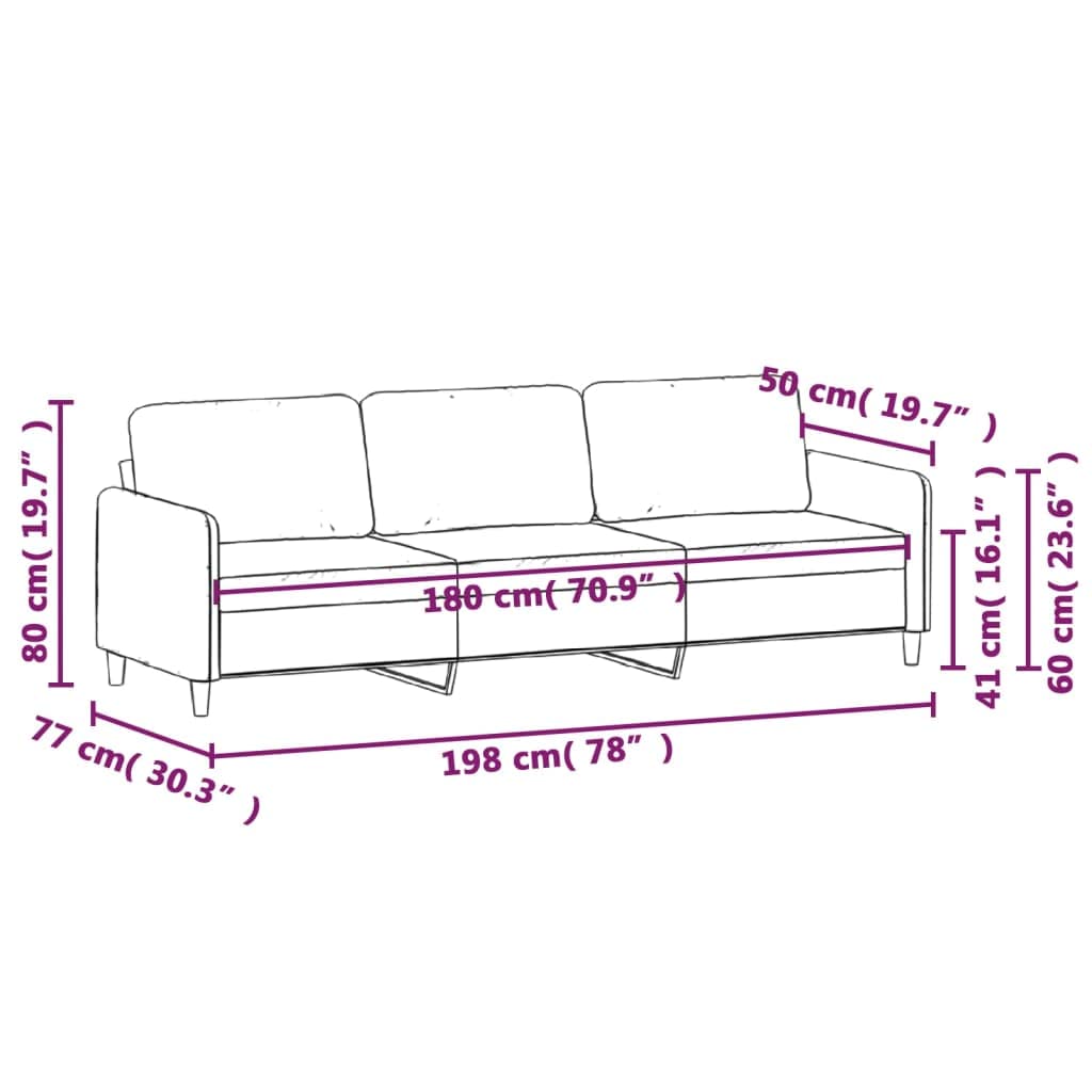 Light Gray Velvet 3-Seater Sofa E8331