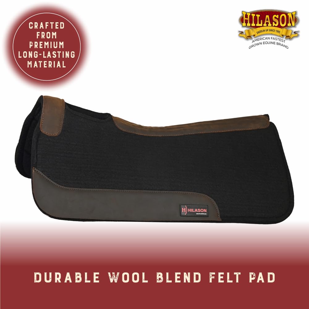 Western Wool Felt Horse Saddle Pad Black 32x30 P590934