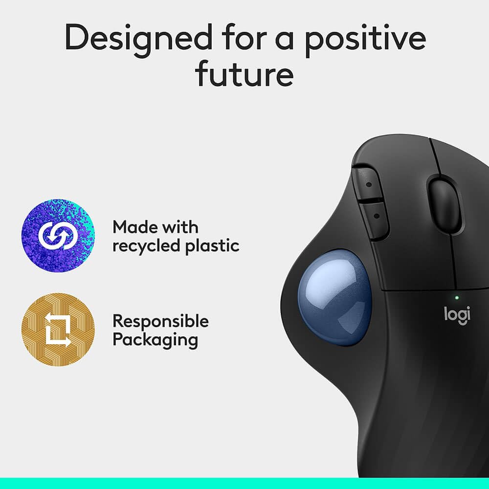 Wireless Ergonomic Trackball Mouse Black Z731409