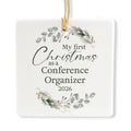 Ceramic 3-inch Square-Shaped Botanical Wreath Ornament N246867