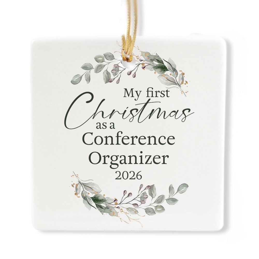 Ceramic 3-inch Square-Shaped Botanical Wreath Ornament N246867