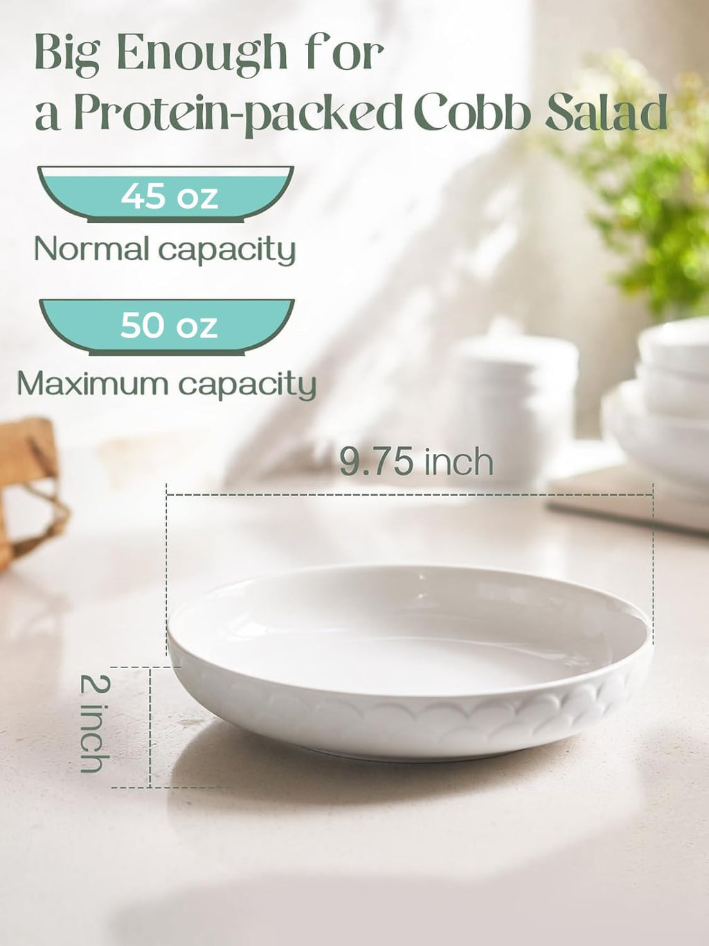Set of 4 White Ceramic Pasta Bowls X596435