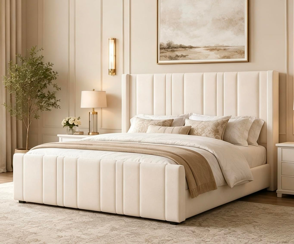 Full Size Velvet Headboard Bed Frame V630956