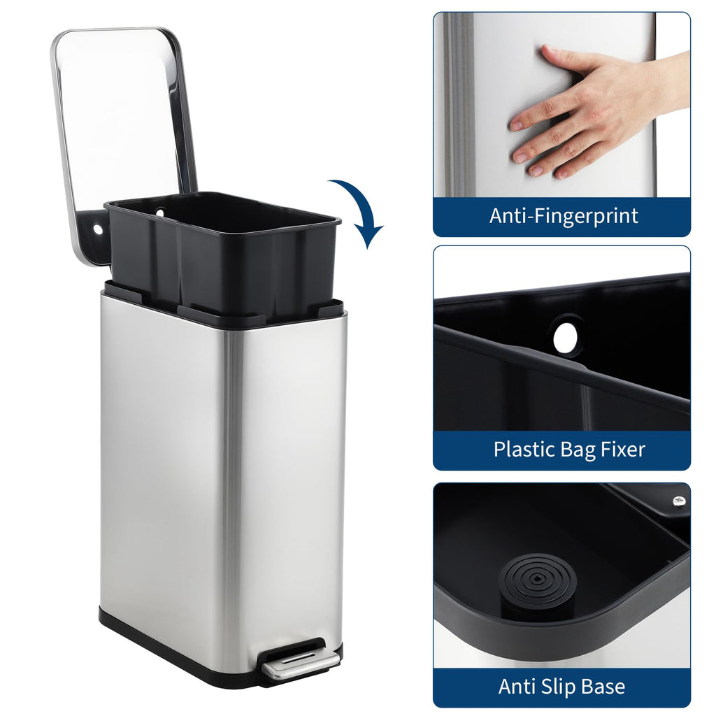 13.2 Gallon Stainless Steel Step Trash Can G494
