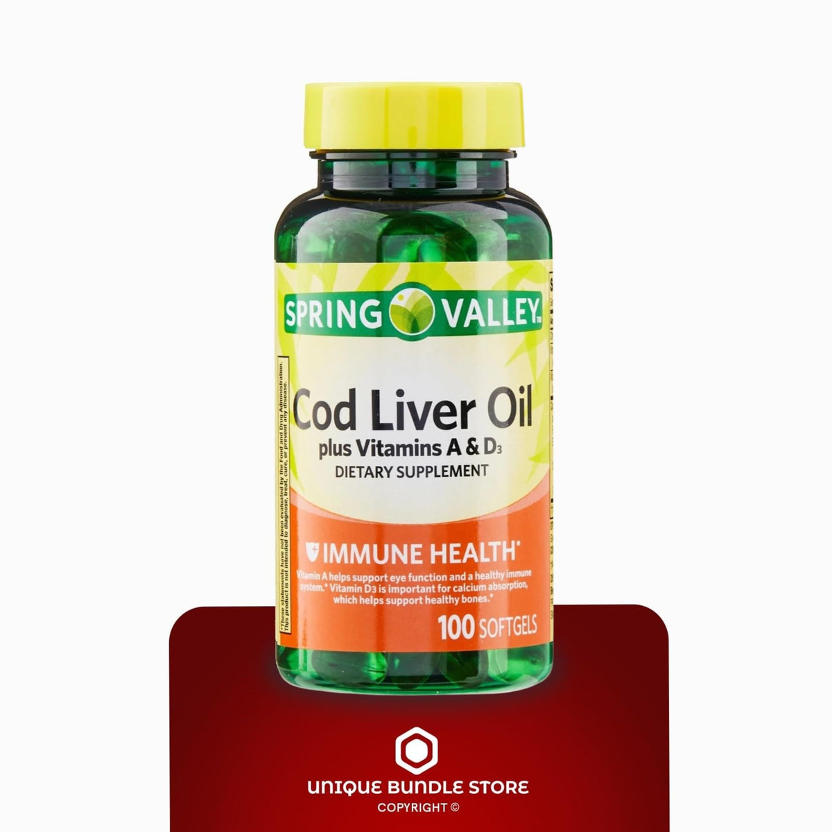 Cod Liver Oil Vitamins A & D3 100 Softgels Dietary Supplement Pack of 2 N183159