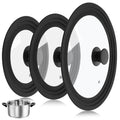 3 Pc Tempered Glass Pot Lids with Silicone Rim K212