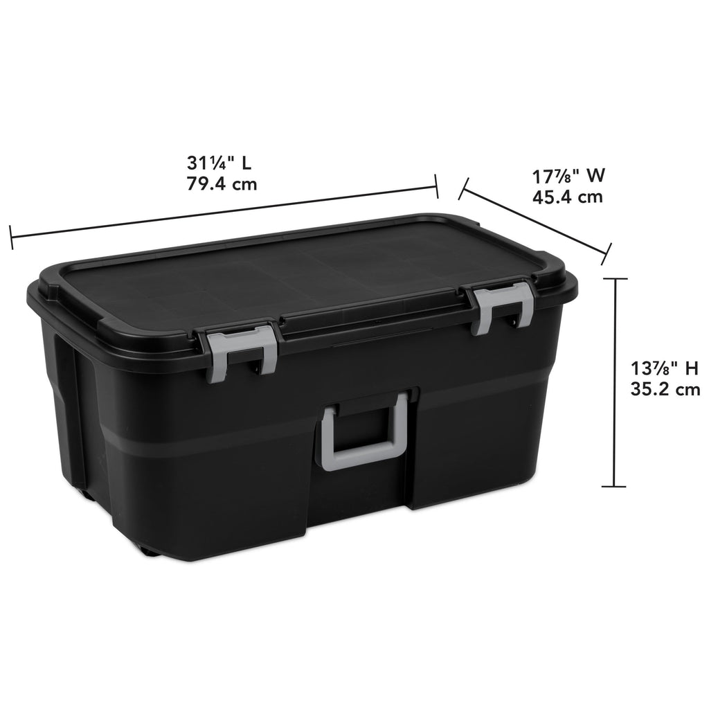 22 Gallon Wheeled Lockable Plastic Storage Footlocker U83920