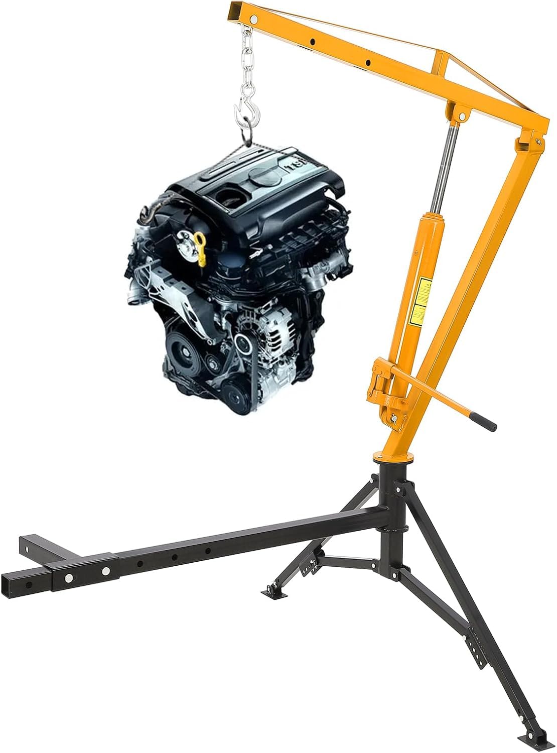 Hydraulic Hitch Mounted Pickup Truck Crane, 1000 Lbs Capacity, 360° Swivel, Yellow F84820