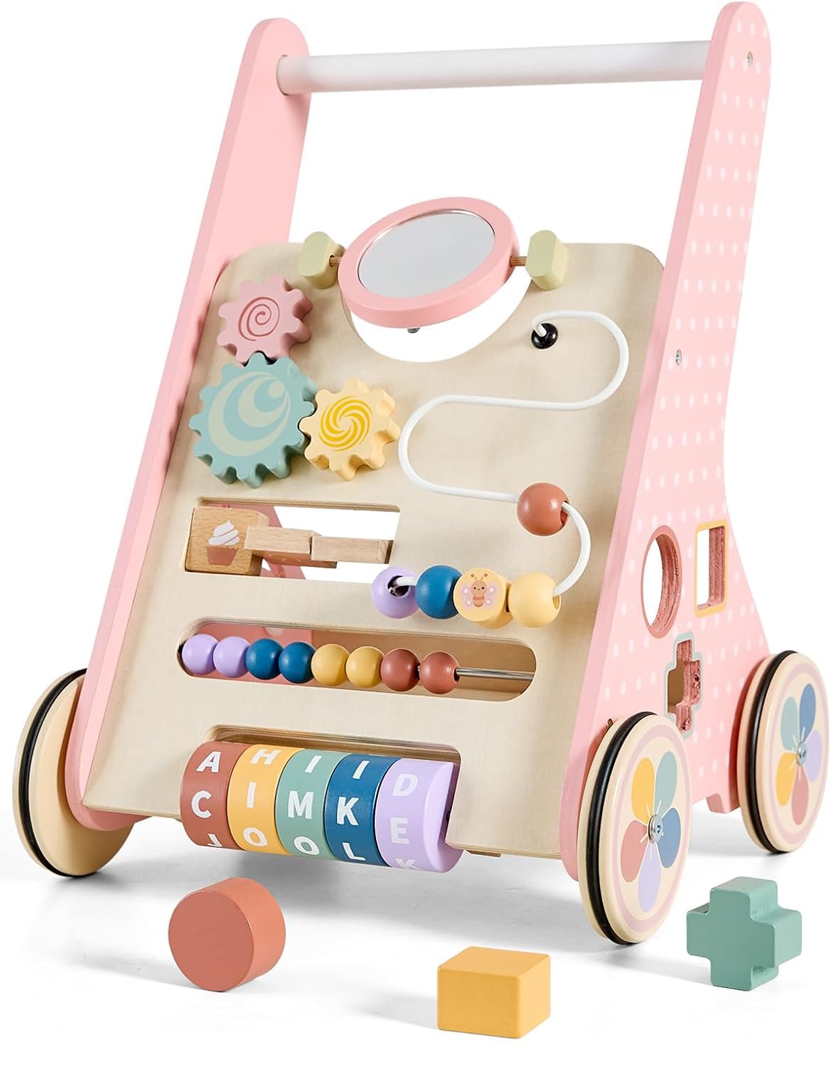 Pink Wooden Baby Walker M75427