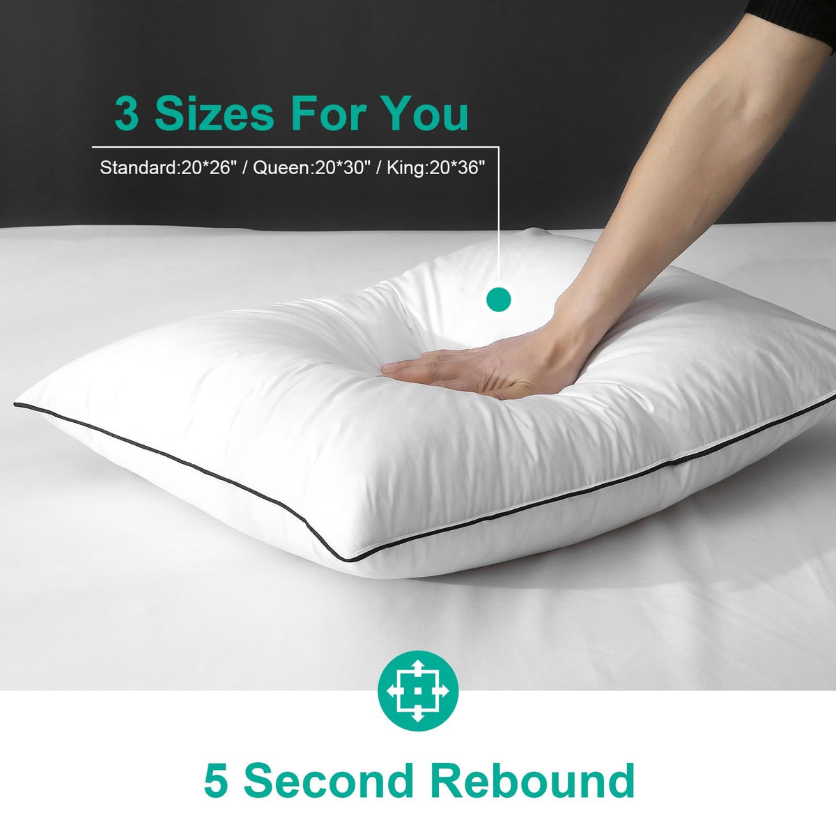 Goose Feather Down King Size Set of 2 Pillows B39439