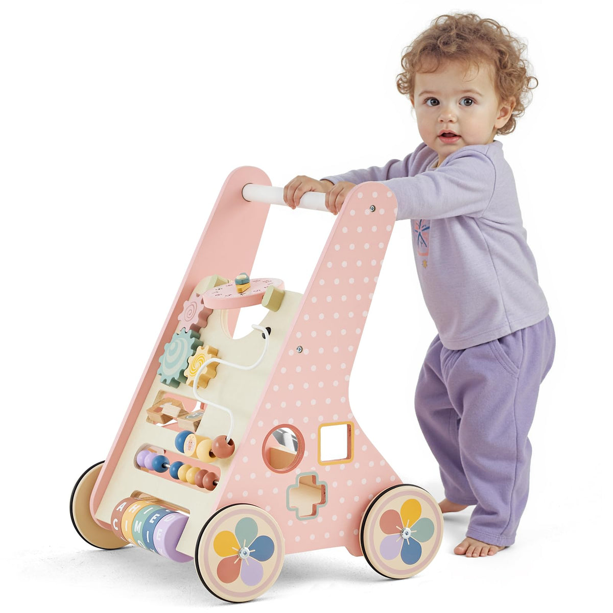 Pink Wooden Baby Walker M75427