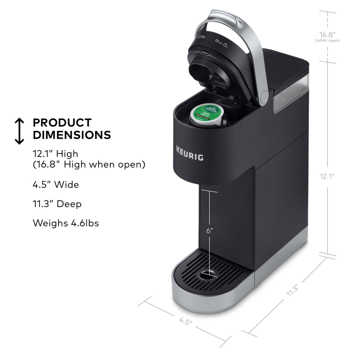 Single Serve K-Cup Pod Coffee Maker, Matte Black N413