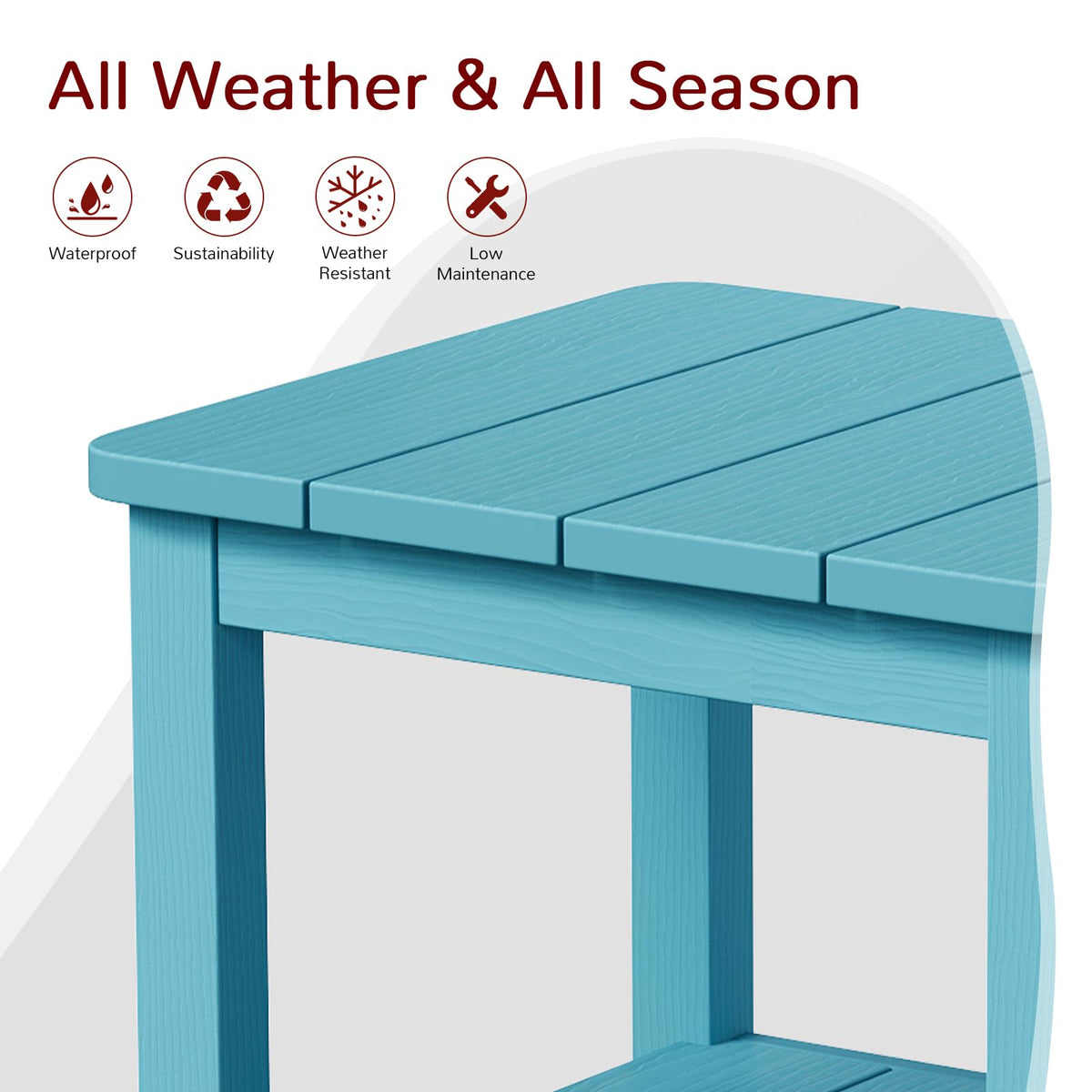 Turquoise Rectangular Outdoor Side Table E4594