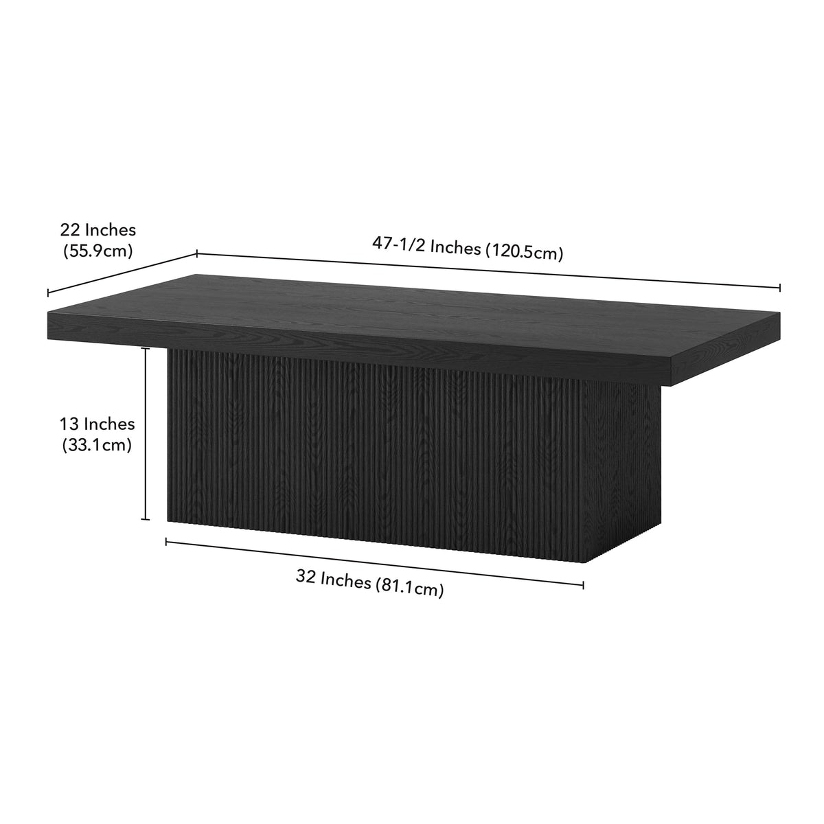 48" Modern Fluted Coffee Table N4572