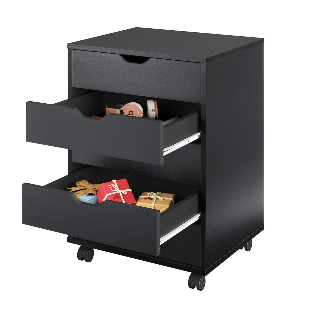 5 Drawer Black Filing Cabinet W298