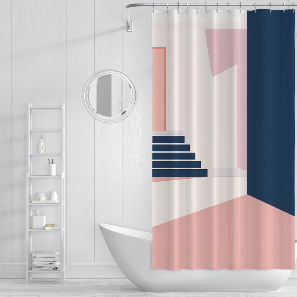 Pink Geometric Shower Curtain 72x72 Inches W3208