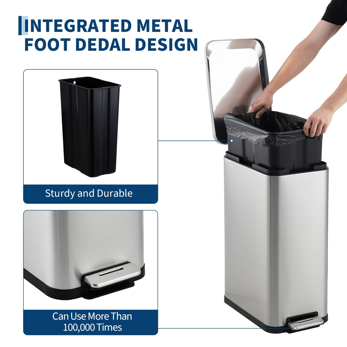 13.2 Gallon Stainless Steel Step Trash Can G494