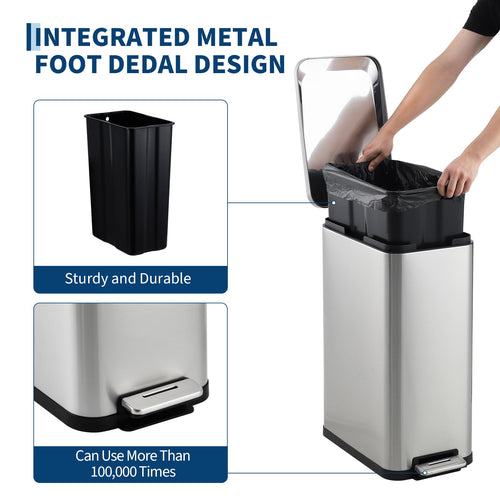 13.2 Gallon Stainless Steel Step Trash Can G494