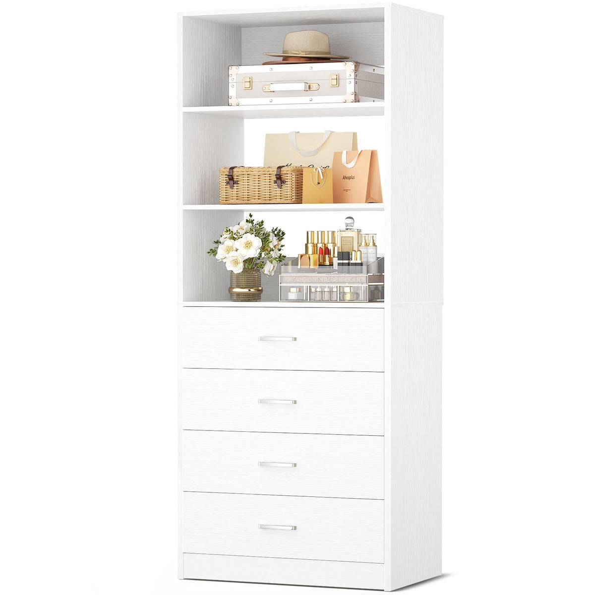 White Wood Closet Organizer System K491605