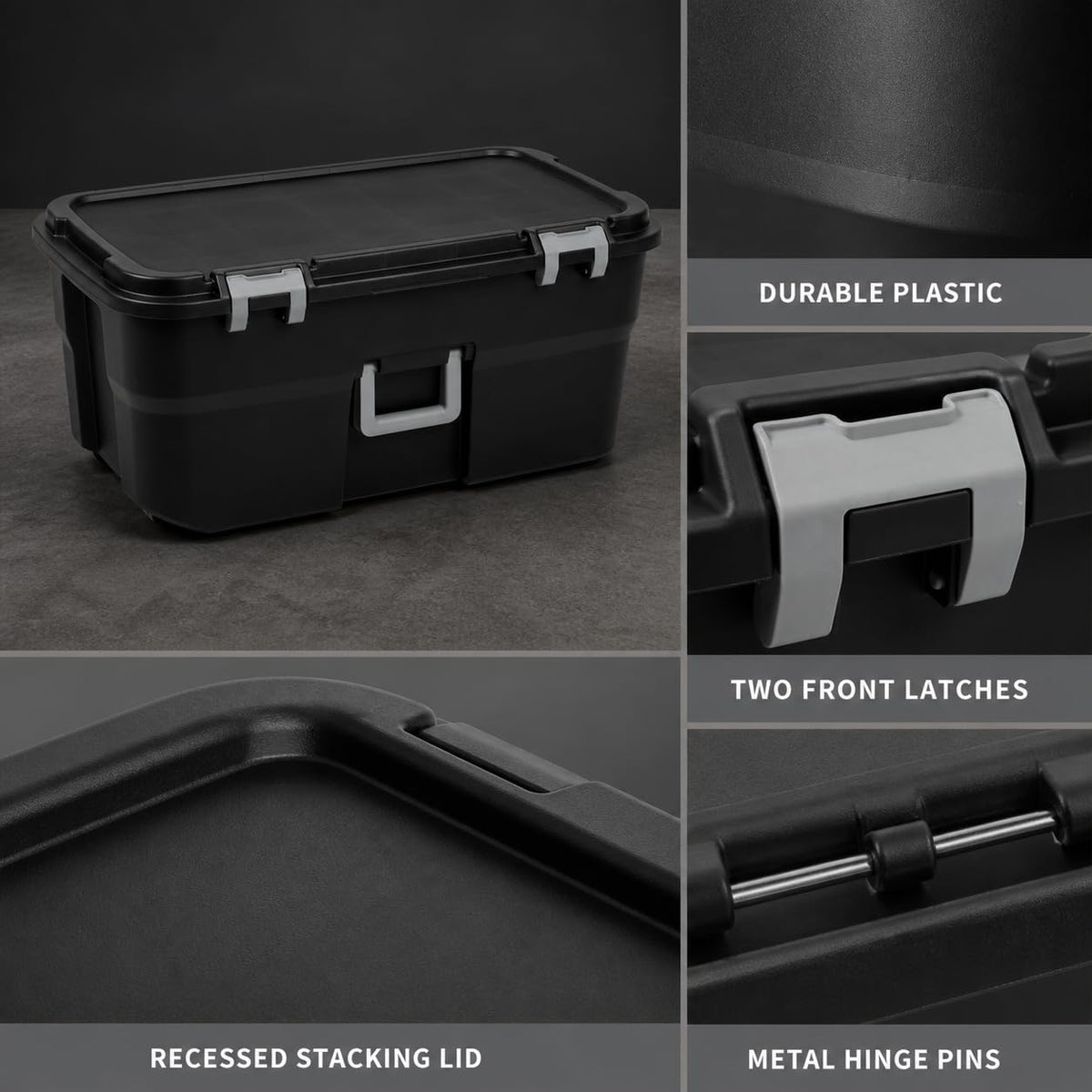 22 Gallon Black Plastic Wheeled Storage Trunk H741631