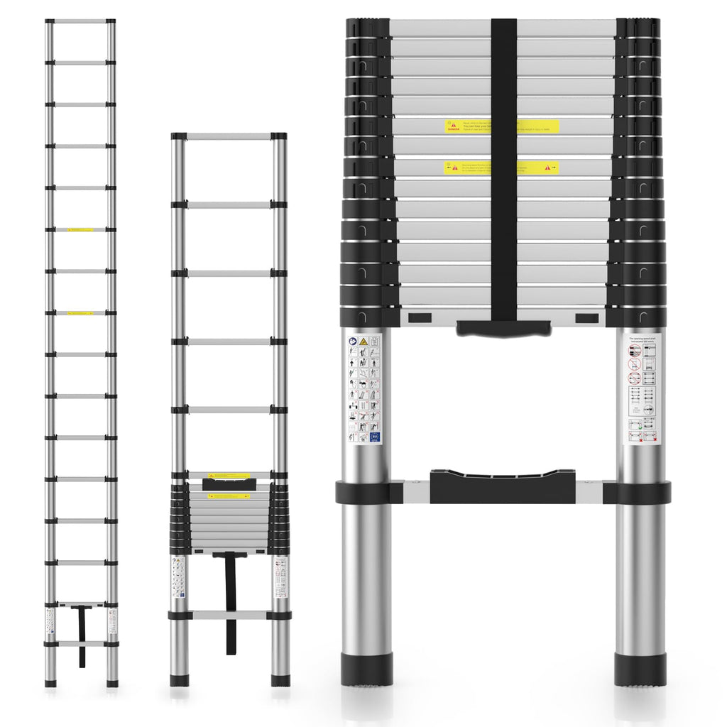 15.8FT Aluminum Telescoping Ladder 330LBS Capacity T94261