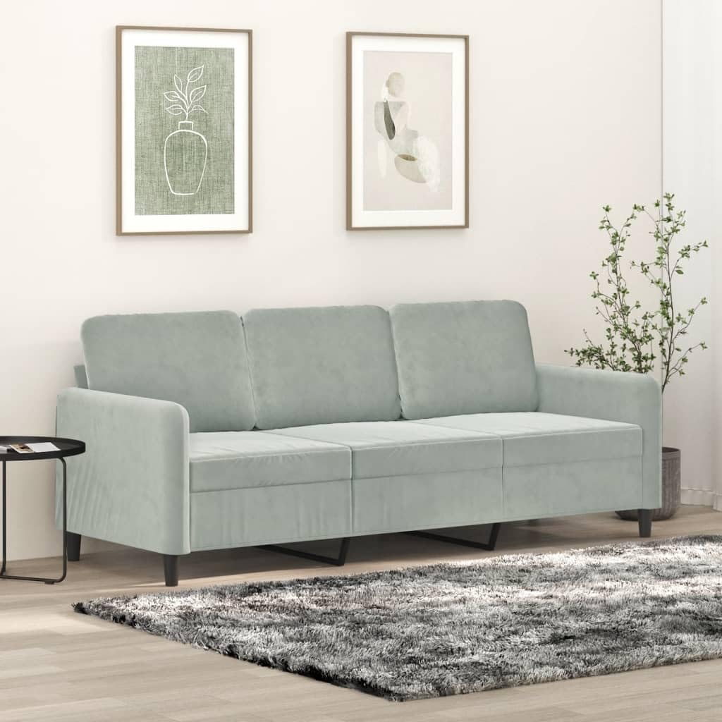 Light Gray Velvet 3-Seater Sofa E8331