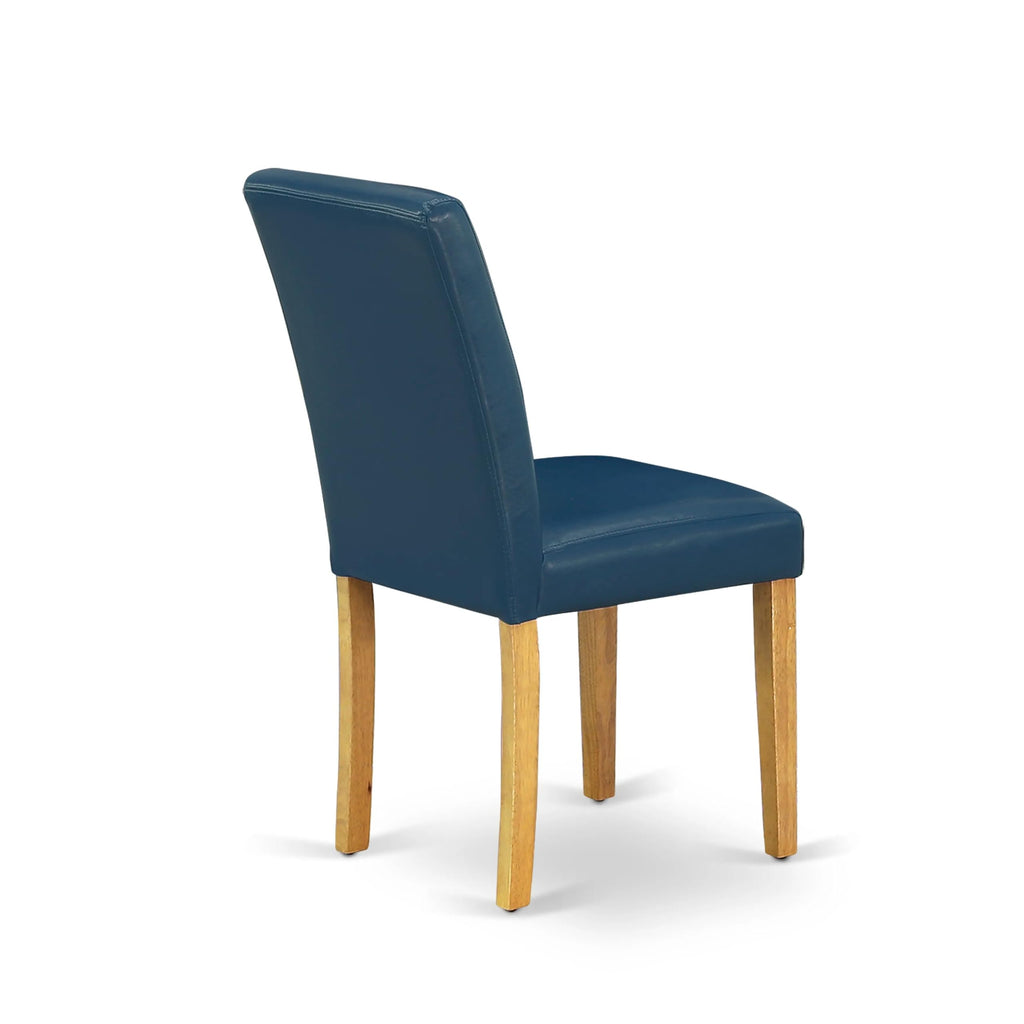 5 Piece Oak Dining Table Set with 4 Blue Faux Leather Chairs V713