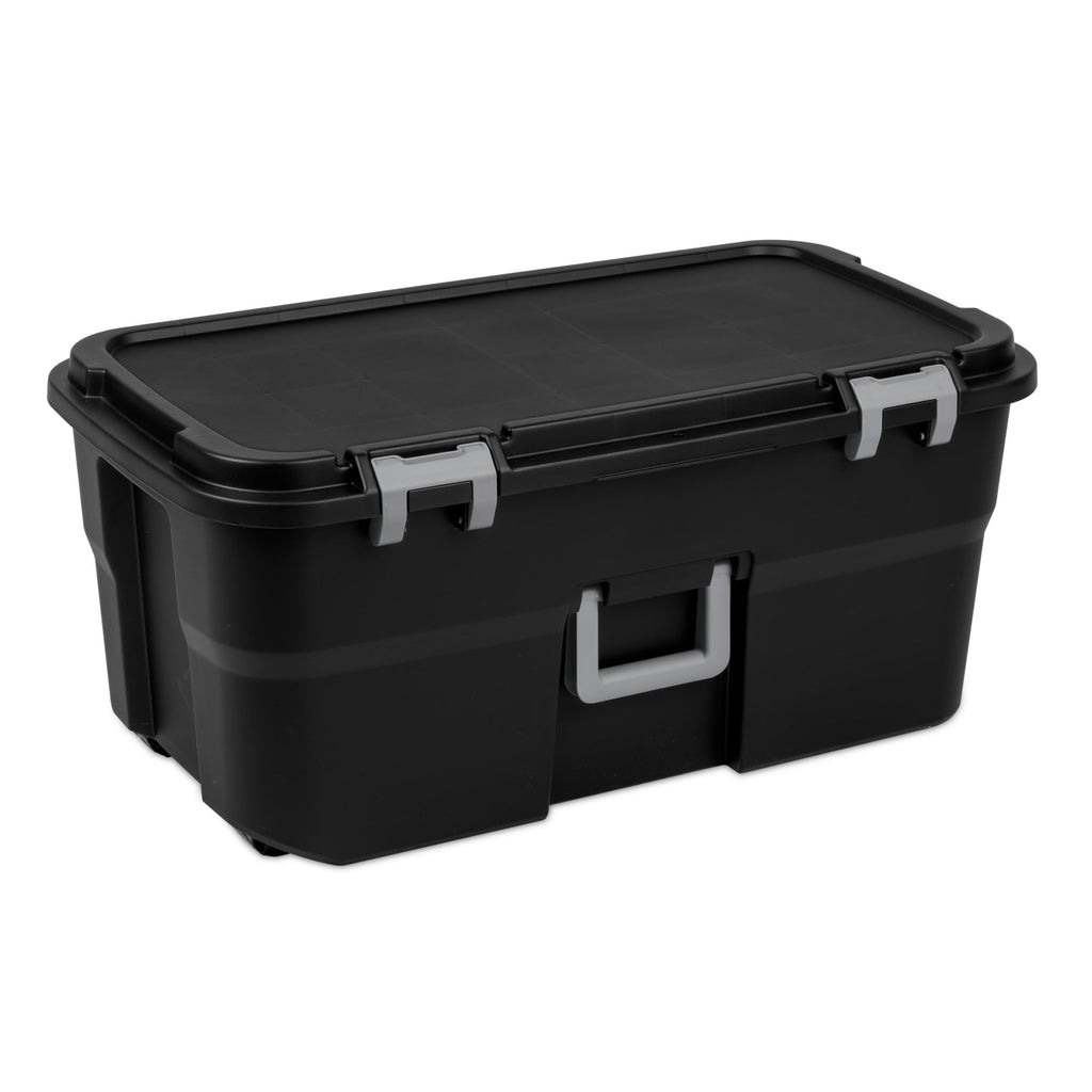 22 Gallon Wheeled Lockable Plastic Storage Footlocker U83920