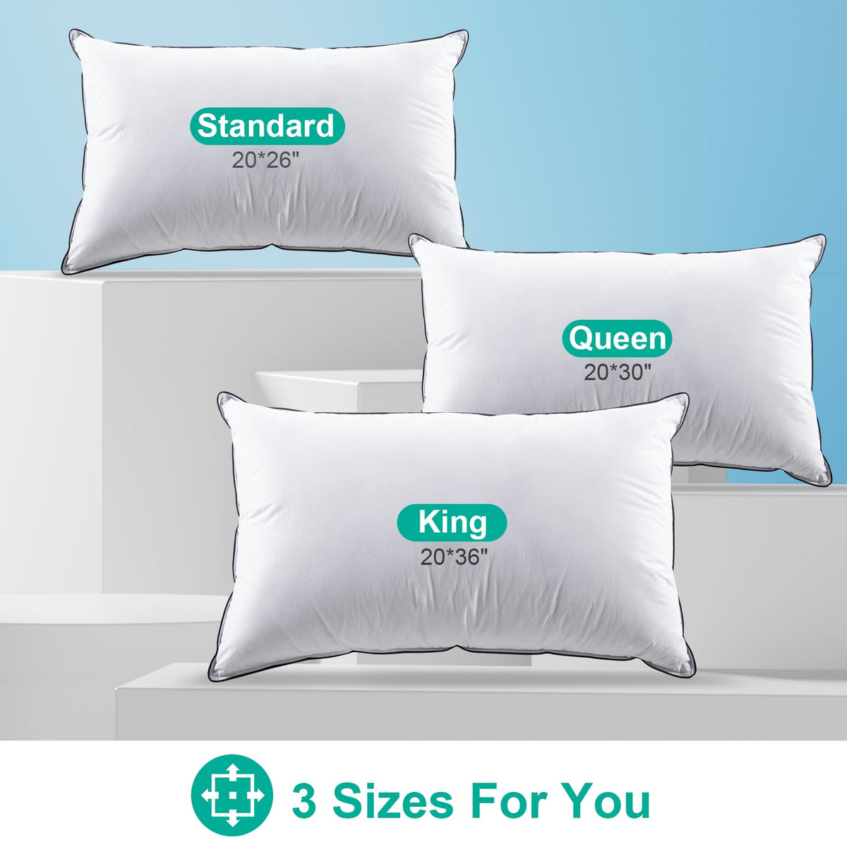 Goose Feather Down King Size Set of 2 Pillows B39439