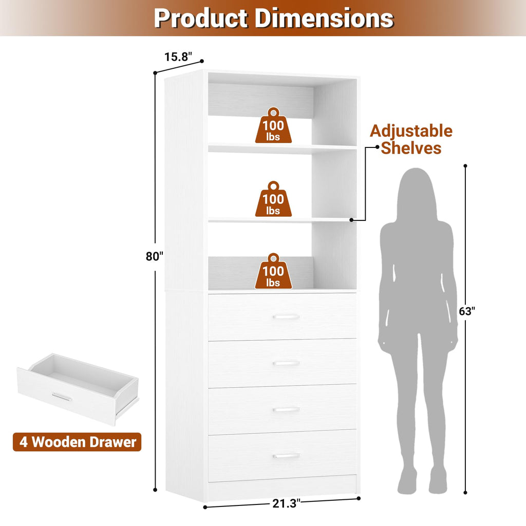White Wood Closet Organizer System K491605