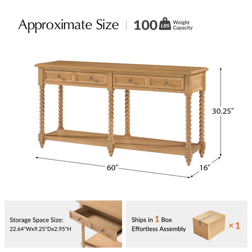 2-Drawer Oak Console Table B871630