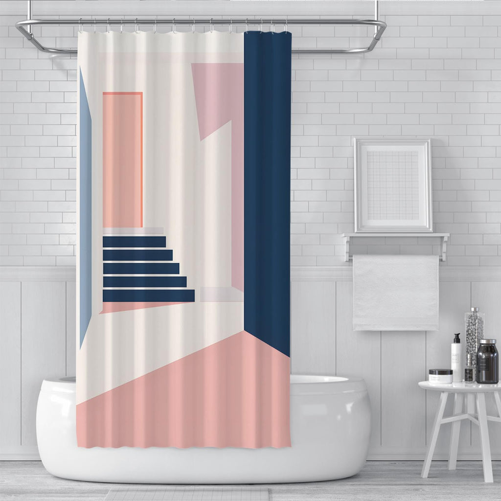 Pink Geometric Shower Curtain 72x72 Inches W3208