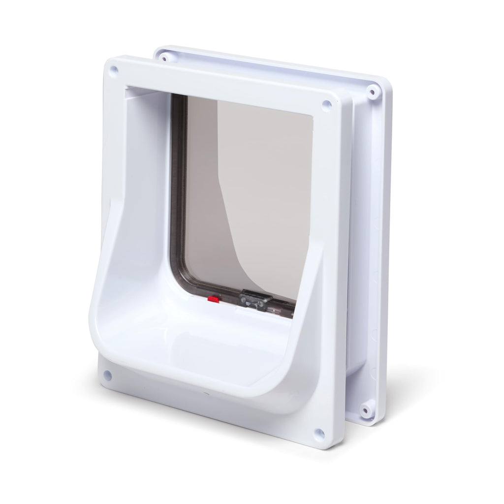 Electromagnetic 4-Way-Locking Cat Flap with 2 Collar Keys White E57773