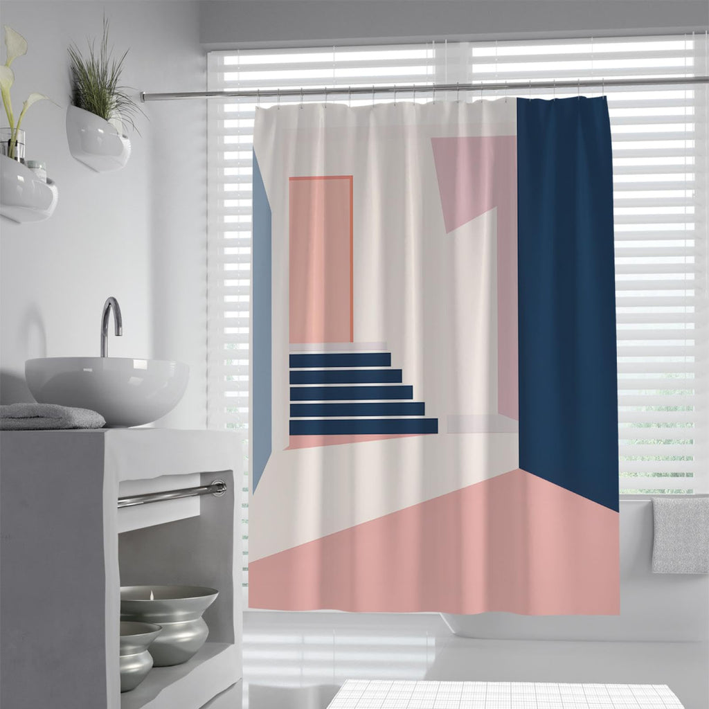 Pink Geometric Shower Curtain 72x72 Inches W3208