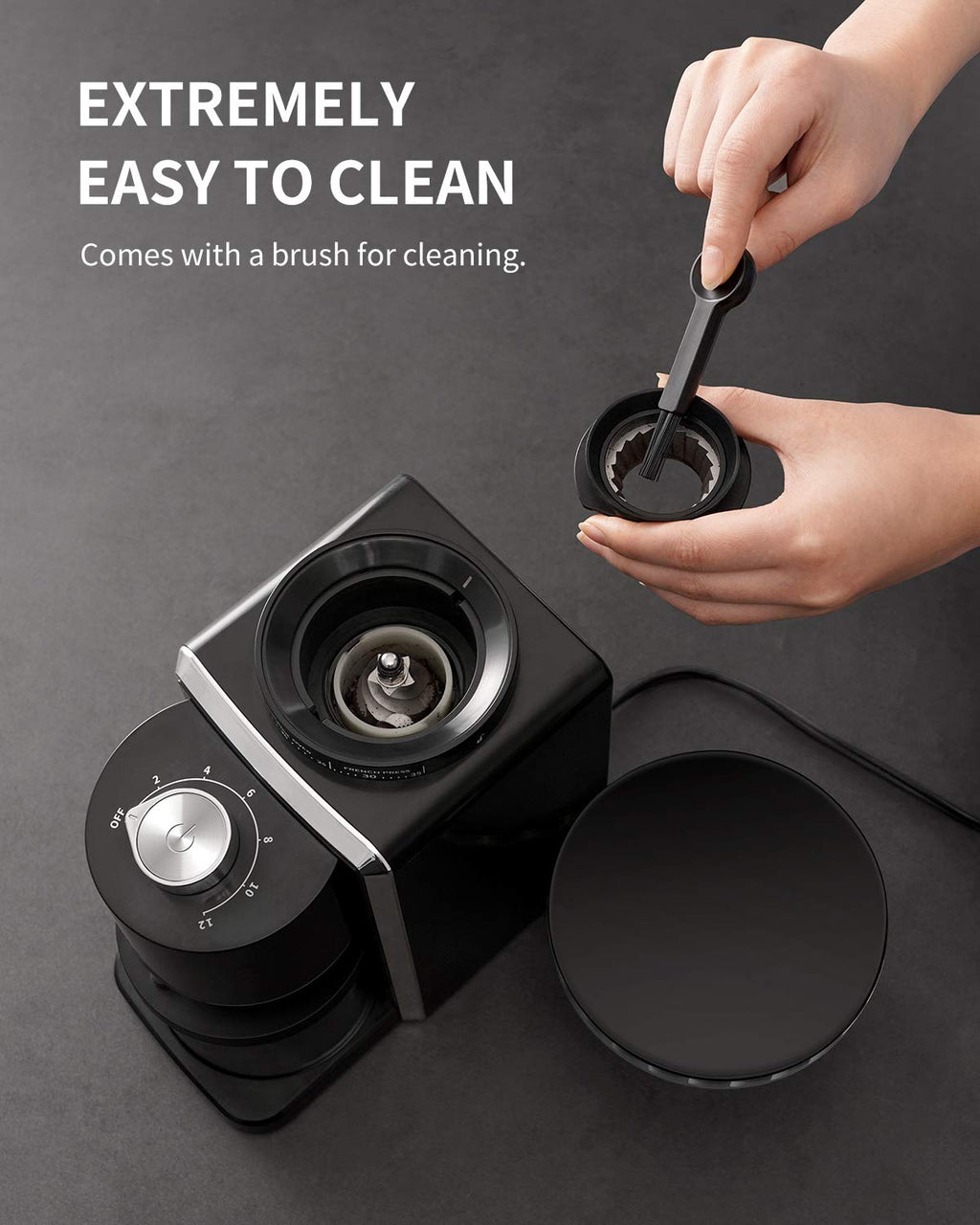 Conical Burr Electric Coffee Grinder 35 Settings Black Q553