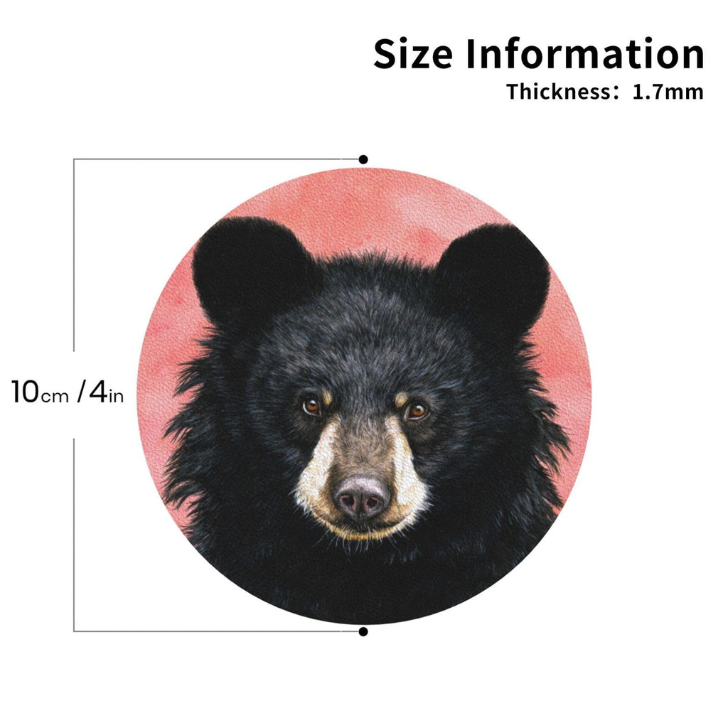 Black Bear Leather Coasters Set of 4 C866
