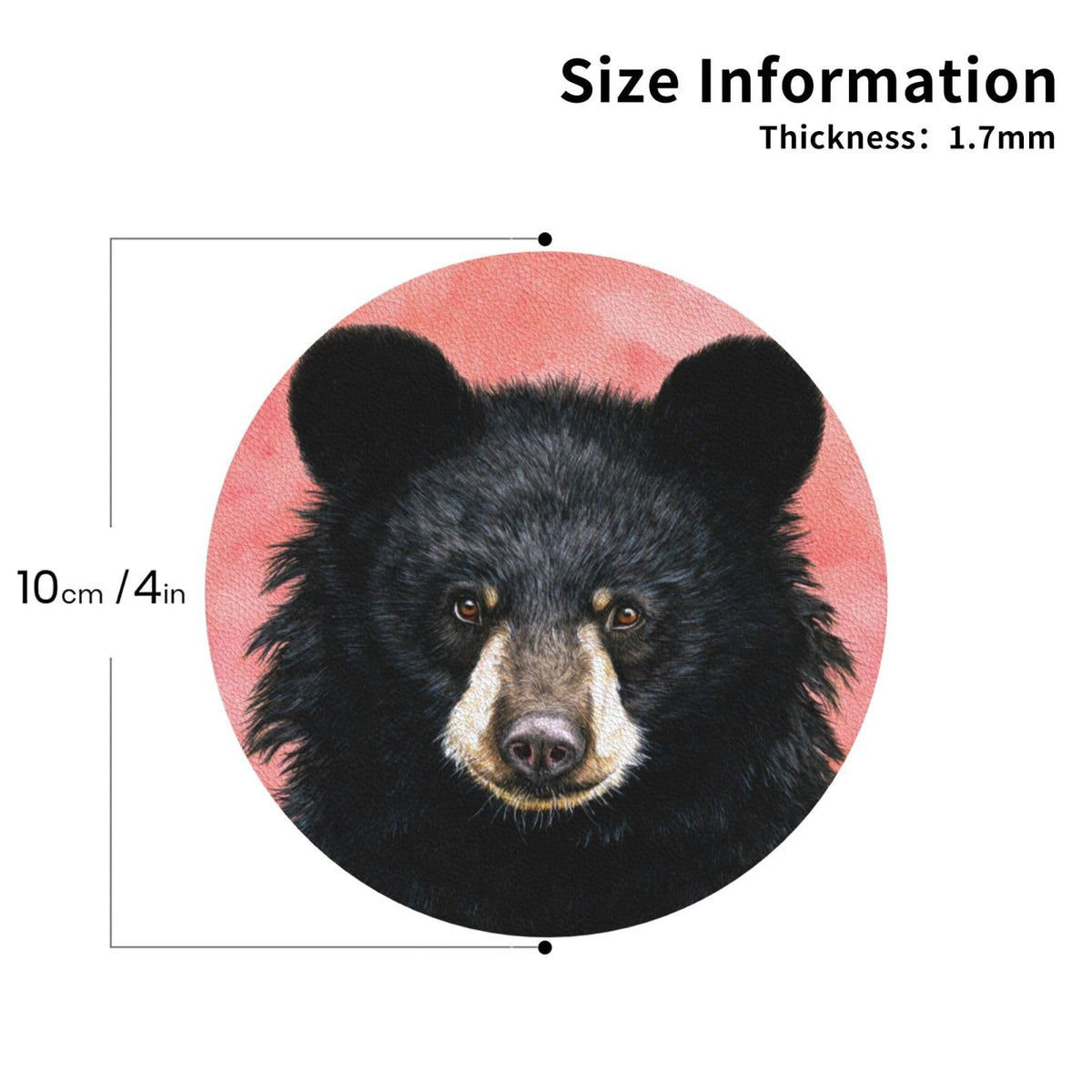 Black Bear Leather Coasters Set of 4 C866