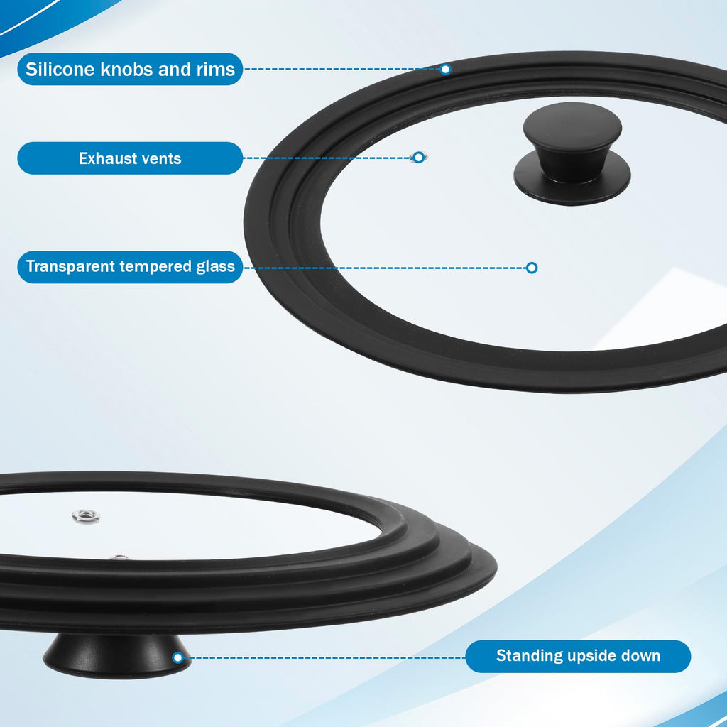 3 Pc Tempered Glass Pot Lids with Silicone Rim K212