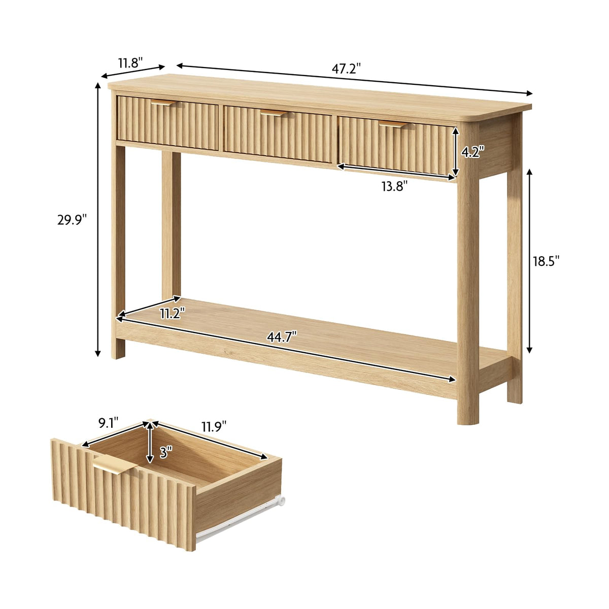 Fluted Console Table with Drawers S14733