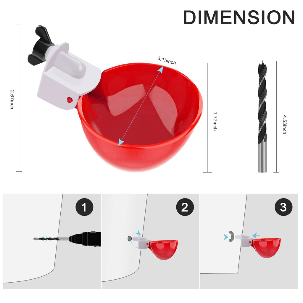 8 Packs Chicken Waterer Cups with Mounting Hole Opener T768