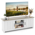 2 Doors TV Stand with 2 Cabinets & Open Shelves R51076